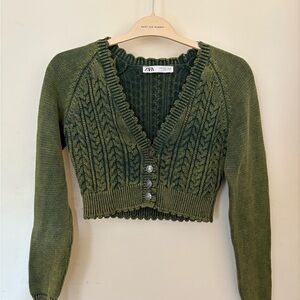 Zara Green Cable Knit Sweater